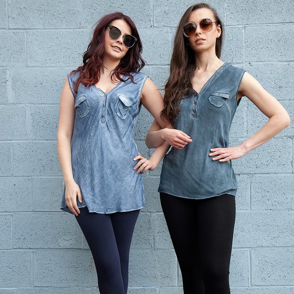 Lana V-Neck Sleeveless Top | Made in Italy - Picture 1 of 4